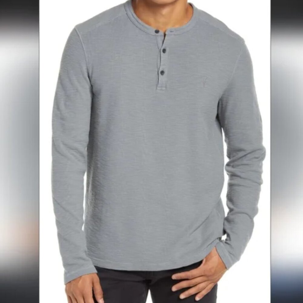 All Saints Muses Charcoal Gray Long Sleeve Henley XL